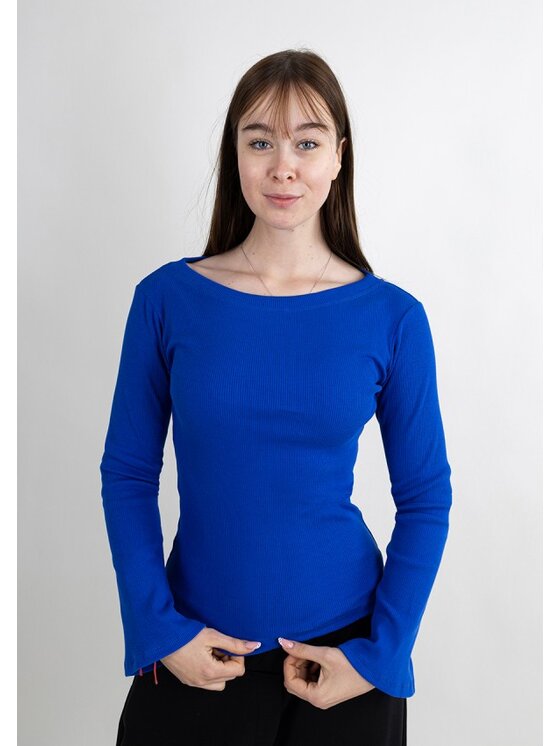 DKaren Sport DKaren Sport Bluzka DK34 Długi Niebieski Classic Fit