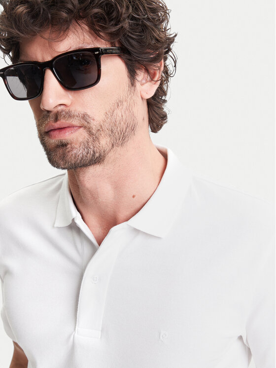 Pierre Cardin Pierre Cardin Тениска с яка и копчета C5 21354.2110 Бял Regular Fit