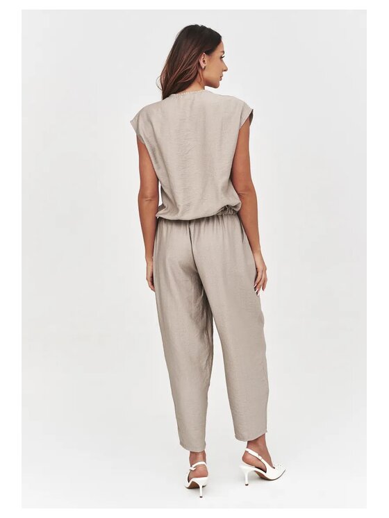 Makadamia Makadamia Komplet bluzka i spodnie C53 Brązowy Loose Fit