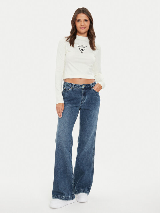 Guess Guess Μπλουζάκι Colette V4YI23 KCDH1 Εκρού Slim Fit