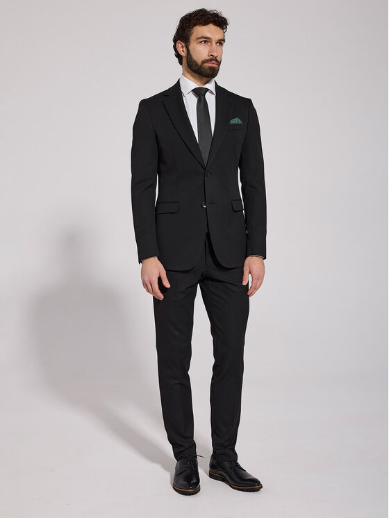 VILLARO VILLARO Garnitur GAR005 Czarny Slim Fit