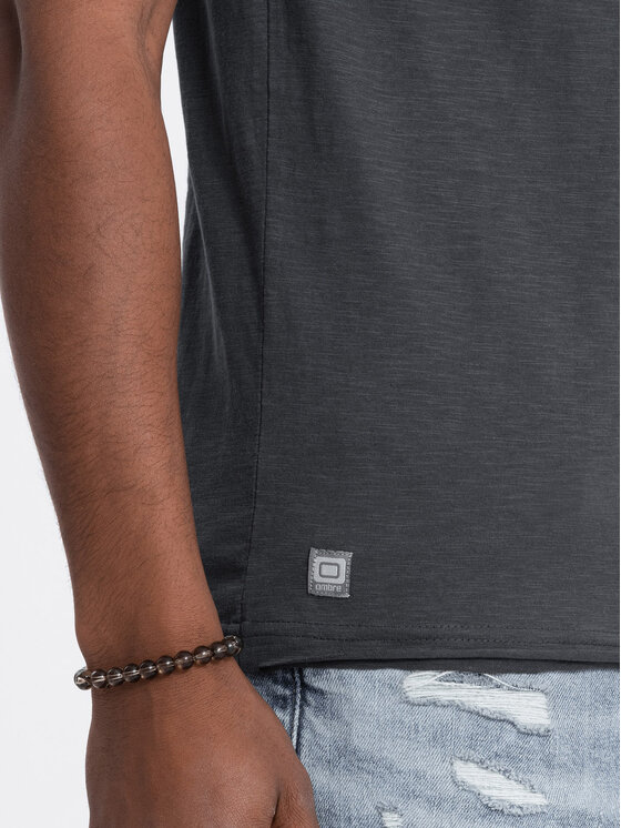 Ombre Ombre T-Shirt OM-TSCT-22SS-004 Šedá Regular Fit