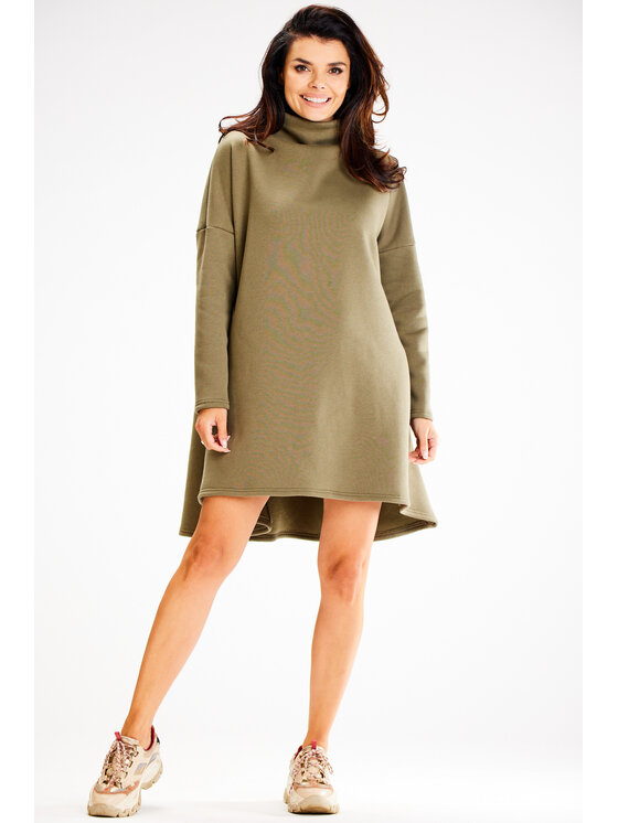 Awama Awama Úpletové šaty A609 Khaki Basic Fit