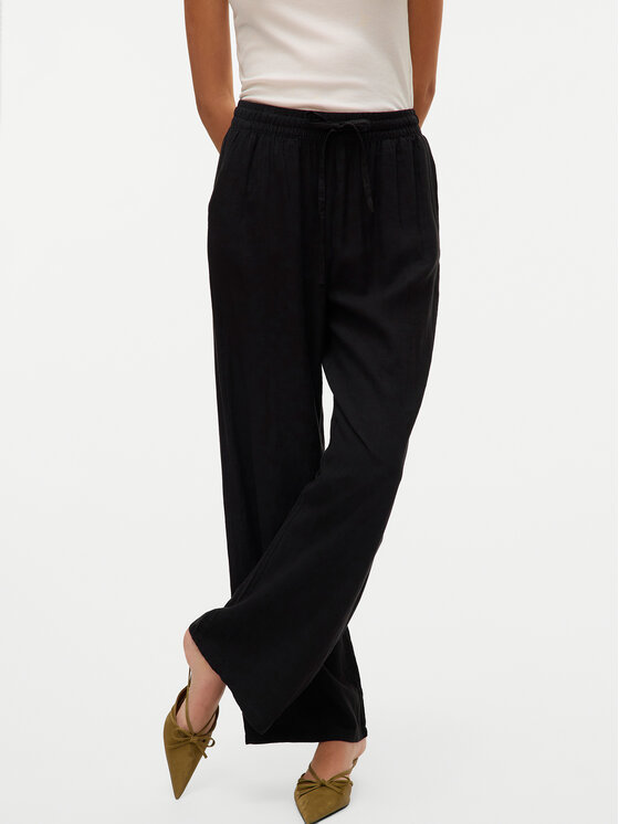 Vero Moda Vero Moda Kalhoty z materiálu Linn 10305091 Černá Loose Fit