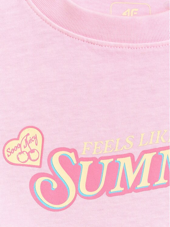 4F 4F T-Shirt 4FJRAW26TTSHF4324-056S Růžová Regular Fit