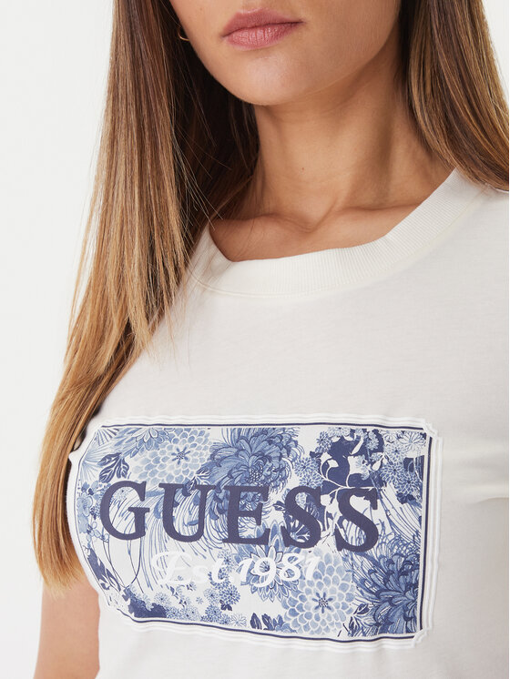 Guess Guess Tričko W6GP02 K2753 Écru Regular Fit