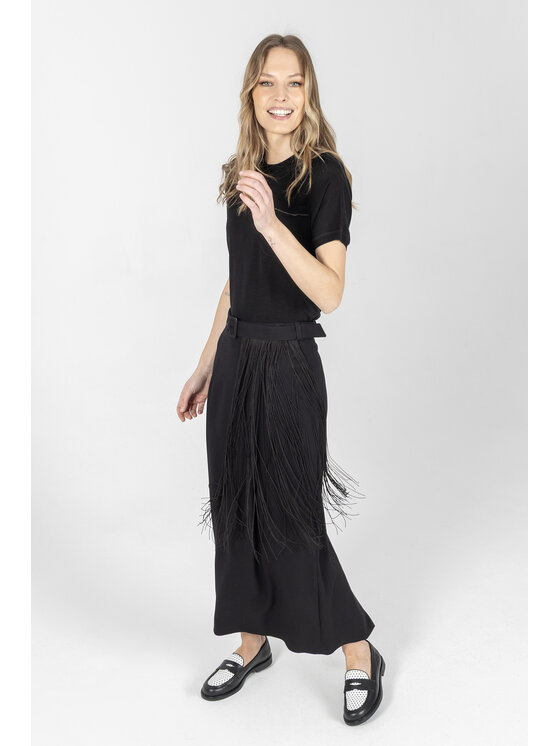 Deni Cler Milano Deni Cler Milano Spódnica midi W-DC-7002-F2-E3-90-1 Czarny Regular Fit