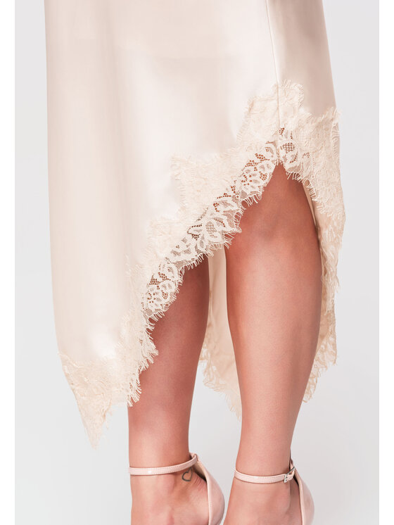 Ombre Ombre Spódnica midi OW-GL-E0003 Beżowy A-Line Fit