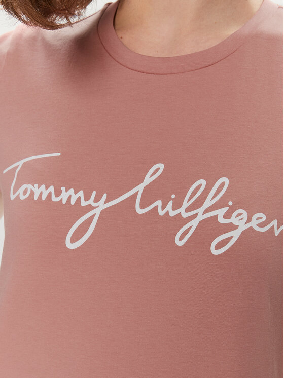 Tommy Hilfiger Tommy Hilfiger T-shirt Signature WW0WW41674 Ružičasta Regular Fit