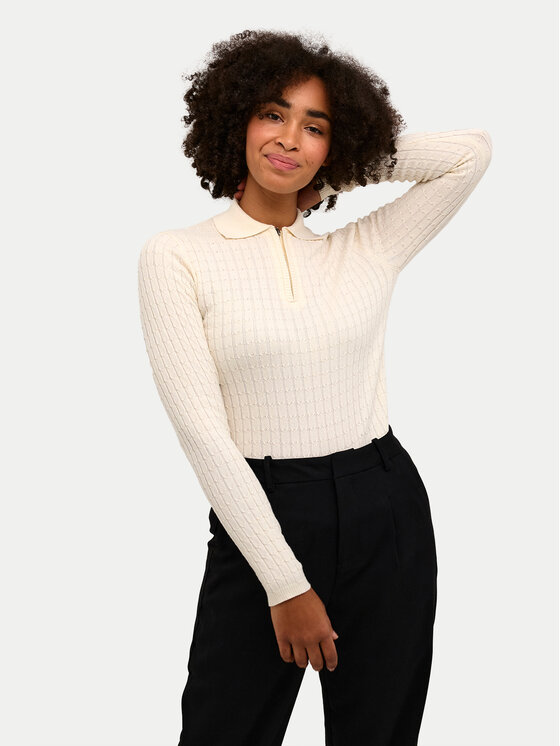 Kaffe Sveter Flora 10508952 Béžová Slim Fit