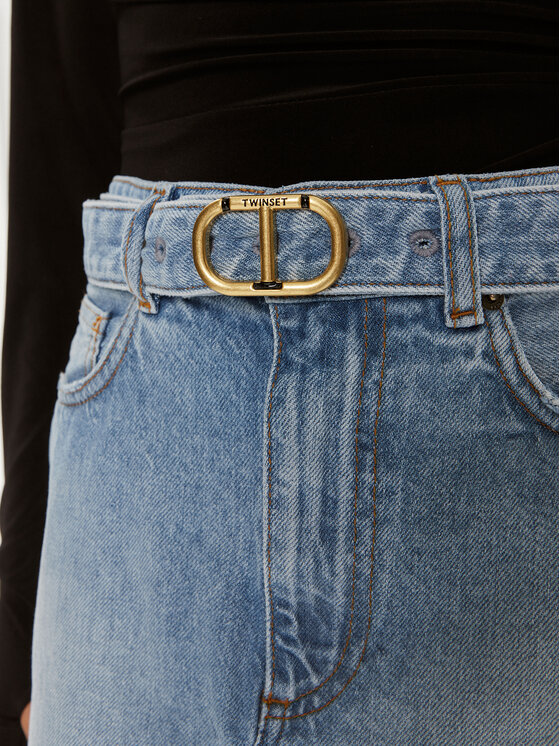 TWINSET TWINSET Džínsová sukňa 241TT2391 Modrá Straight Fit