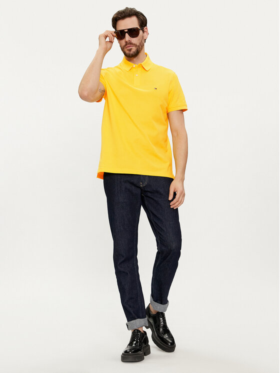 Tommy Hilfiger Tommy Hilfiger Тениска с яка и копчета 1985 MW0MW17770 Жълт Regular Fit