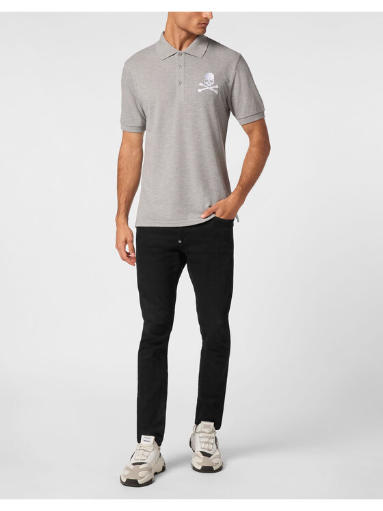 PHILIPP PLEIN PHILIPP PLEIN Polo 9407 Szary Slim Fit