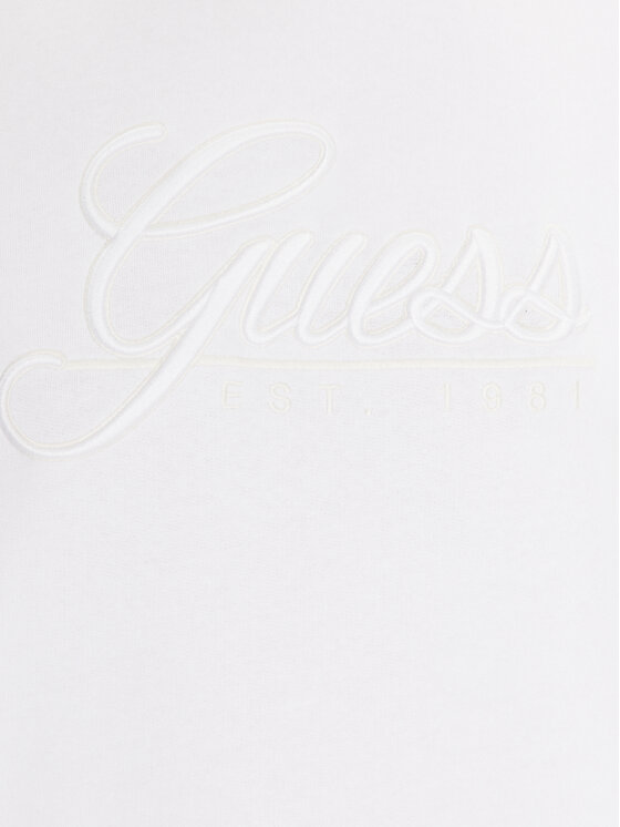 Guess Guess Μπλούζα Logo Script W3GQ12 KBK32 Λευκό Regular Fit