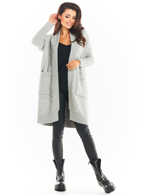 Awama Awama Sweter A395 Szary Basic Fit