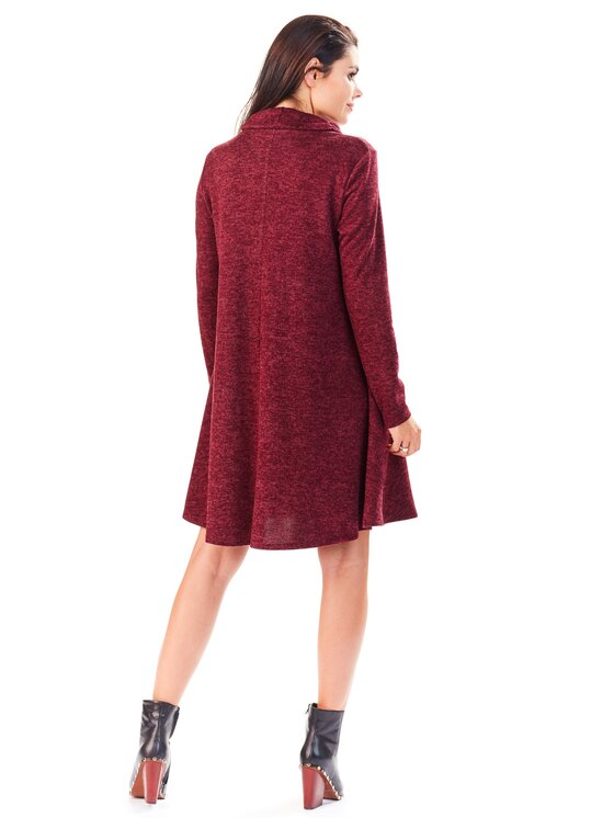 Awama Awama Sukienka dzianinowa A198 Bordowy Basic Fit