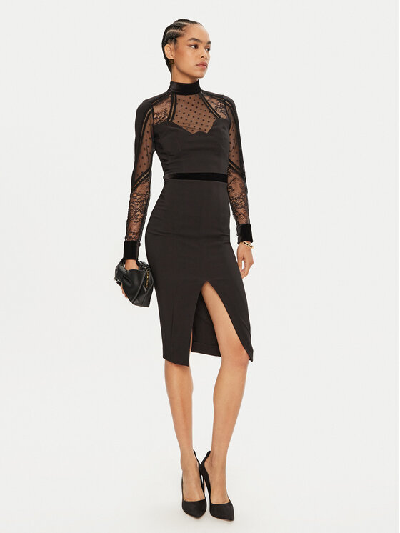 Babylon Babylon Koktel haljina EL0701 Crna Slim Fit