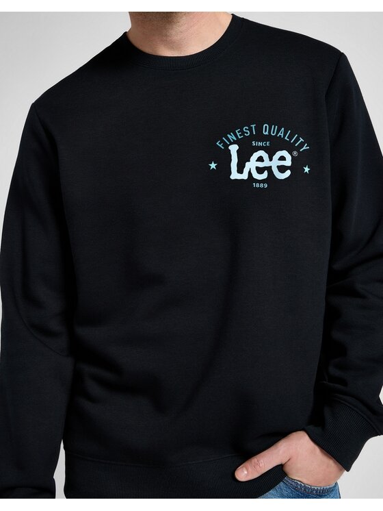 Lee Lee Bluza LOGO CREW SWS Czarny Regular Fit