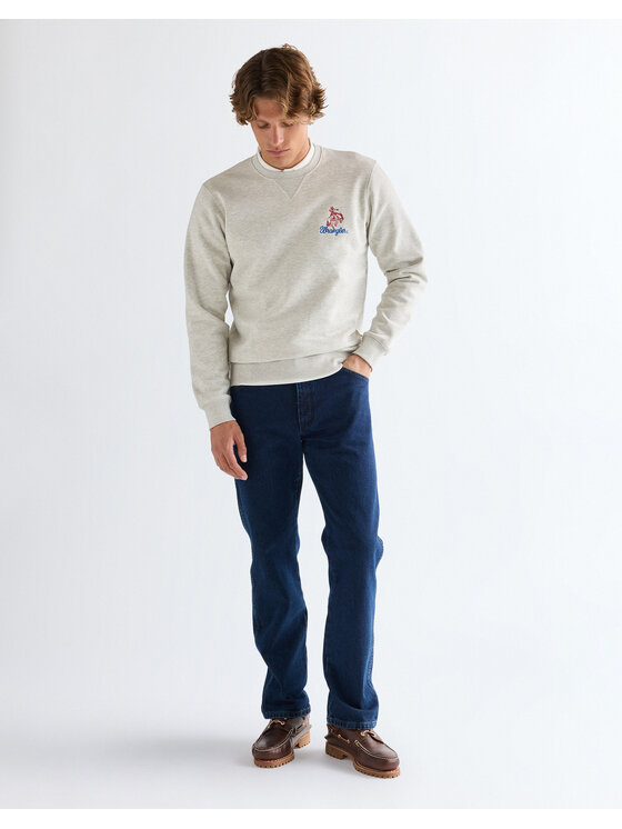 Wrangler Wrangler Bluza EMBROIDERY CREW Szary Regular Fit