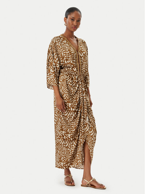 LOLA CASADEMUNT Sukienka letnia LS2616031 Brązowy Relaxed Fit