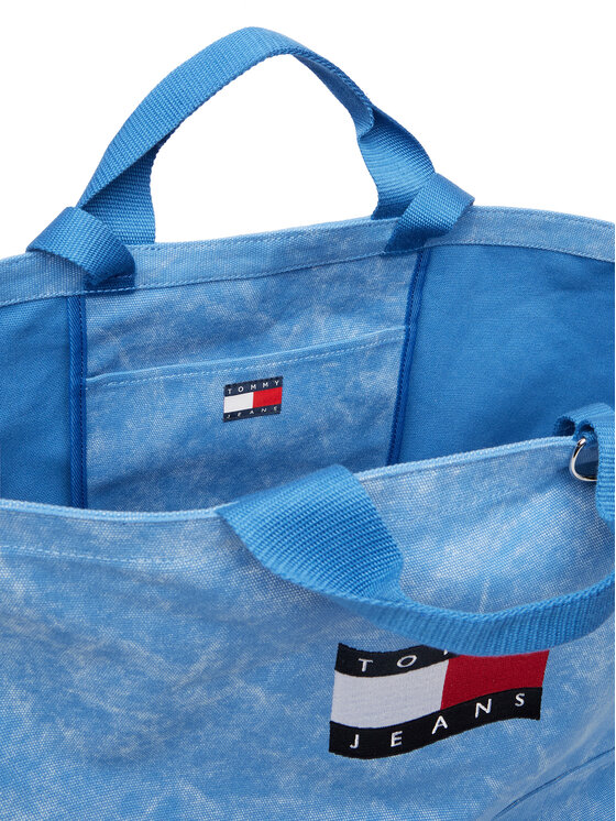 Tommy Hilfiger Tommy Hilfiger Torbica Wavy Flag Canvas Tote Bag AW0AW18466 Plava