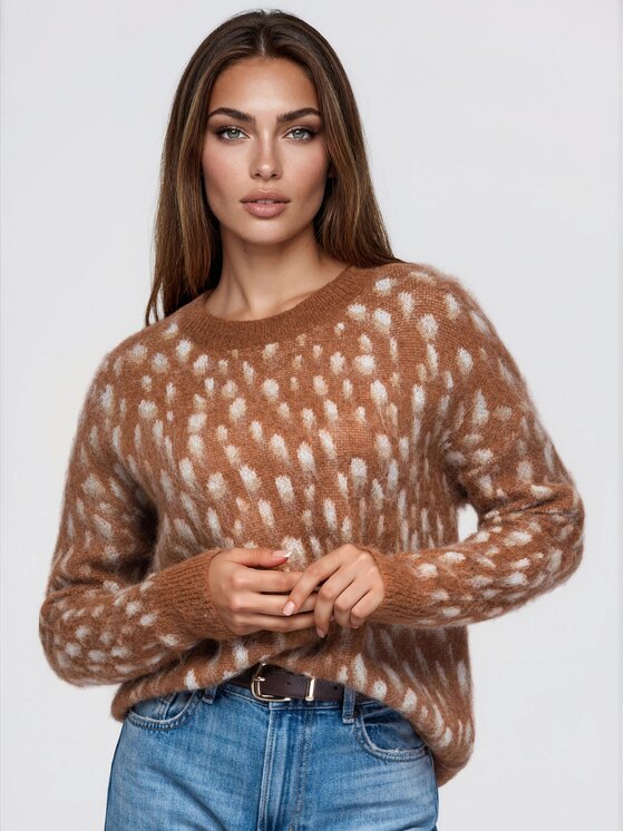 Ombre Ombre Sweter OW-SW-E0059 Brązowy Regular Fit