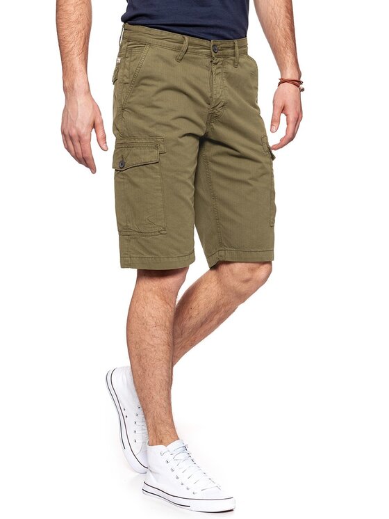 Wrangler Wrangler Szorty jeansowe CARGO SHORTS Zielony Regular Fit