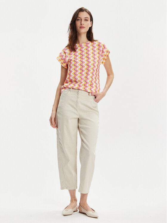 Marella Marella Spodnie materiałowe Gallo 2413131015 Écru Regular Fit