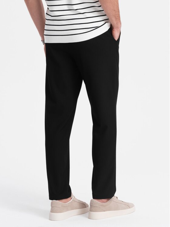 Ombre Ombre Kalhoty z materiálu OM-PACP-0158 Černá Chino Fit