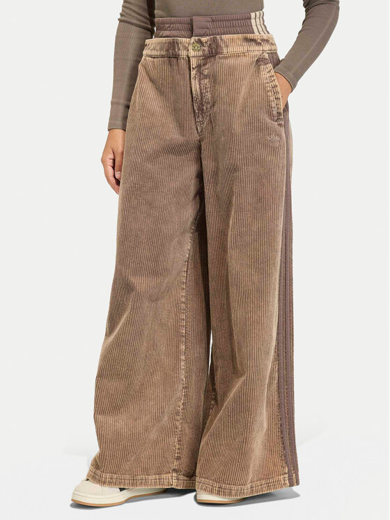 adidas adidas Kalhoty z materiálu Corduroy Sst KD8782 Hnědá Wide Leg