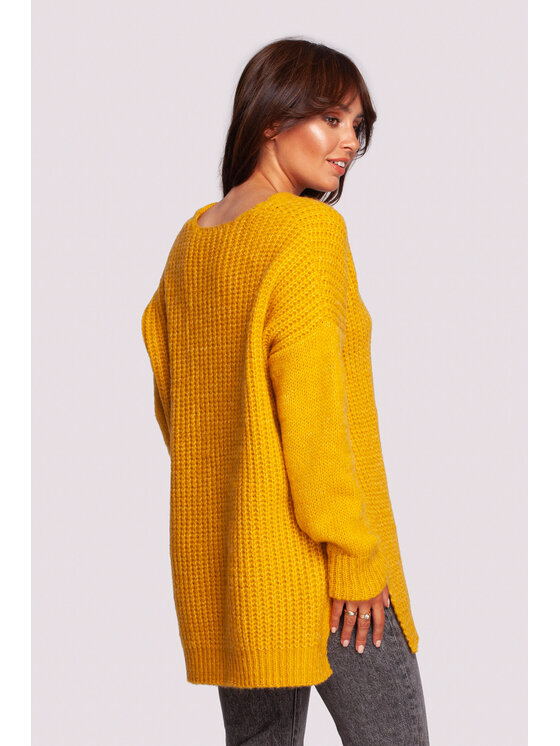 BeWear BeWear Sweter BK087 Żółty Modern Fit