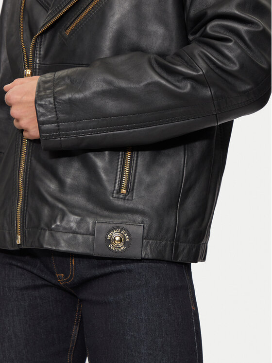Versace Jeans Couture Versace Jeans Couture Kožená bunda 77GAVP02 Čierna Loose Fit