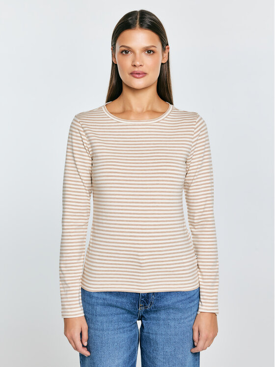 BIG STAR BIG STAR Longsleeve VENSA Kremowy Basic Fit