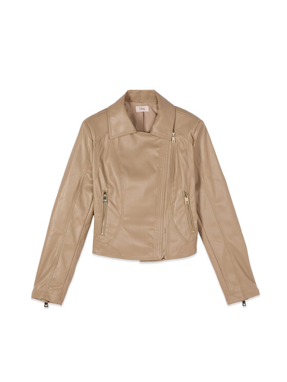 Oltre Oltre Giacca in similpelle R371R002351N013 Crema Boxy Fit