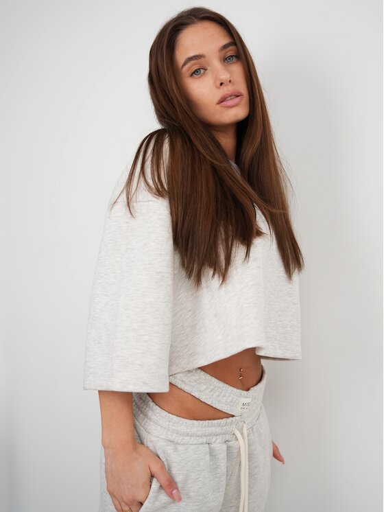 MissDenim MissDenim T-Shirt Crop Top Szary Oversize
