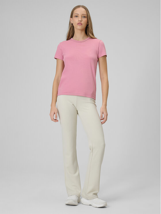4F 4F T-Shirt BASIC+ Różowy jasny Slim Fit