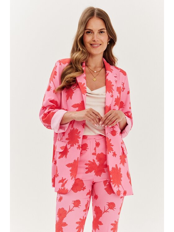 NAOKO NAOKO Kalhoty z materiálu More Amore Růžová Regular Fit