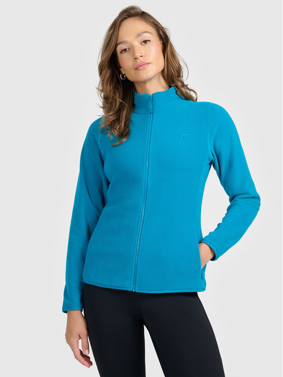 4F 4F Bluza BASIC+ Turkusowy Slim Fit