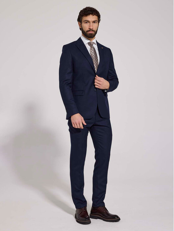 VILLARO VILLARO Garnitur GAR232VIM Granatowy Slim Fit