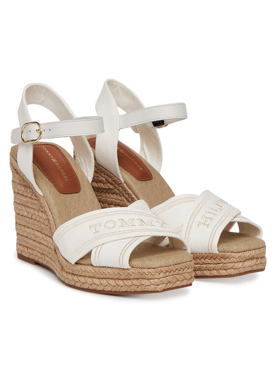 Tommy Hilfiger Tommy Hilfiger Espadrilles Tommy Hilfiger Espad High Wedge FW0FW08668 Ekru