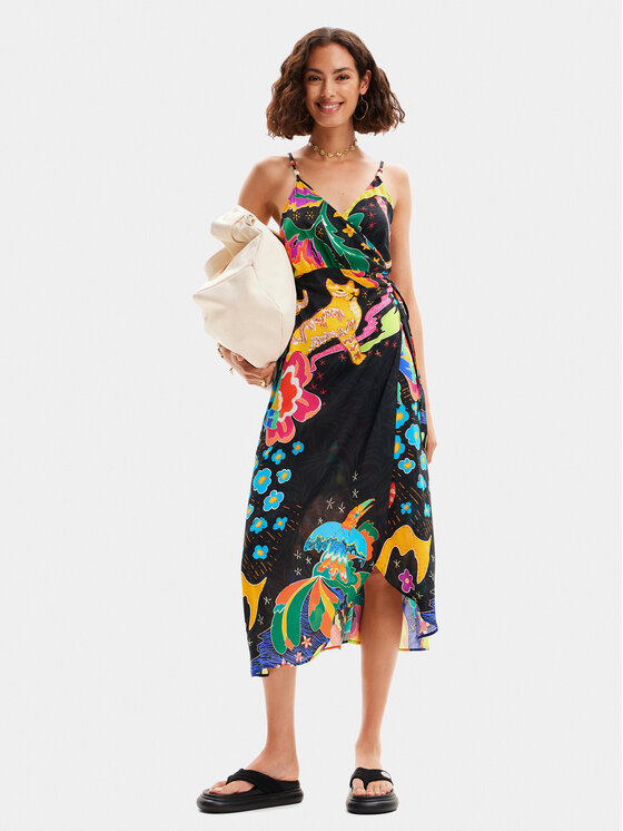 Desigual Desigual Letné šaty Selva 24SWMW09 Čierna Regular Fit