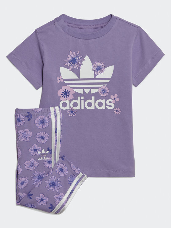 adidas adidas Tamprės Floral Dress Leggings Set IC8760 Violetinė Slim Fit