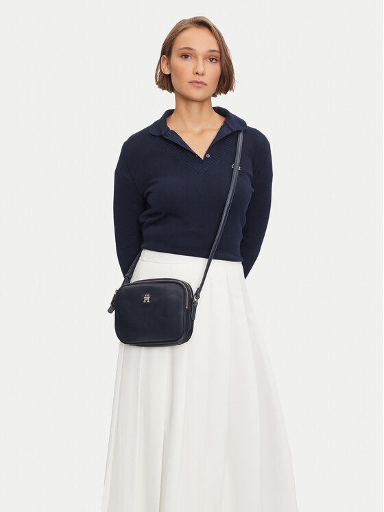 Tommy Hilfiger Geantă Poppy Th Crossover AW0AW15638 Bleumarin