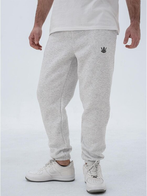 Jigga Wear Jigga Wear Spodnie dresowe Spodnie Dresowe Męskie Jasne Szare / Czarne Jigga Wear Small Crown L Szary Regular Fit