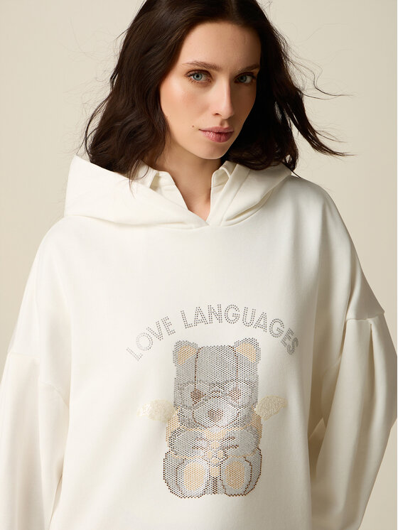 Oltre Oltre Bluza G806E000364N011 Biały Over Fit