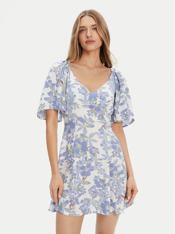 Roxy Nyári ruha Mercado Mini Crepe ERJWD03868 Fehér Regular Fit