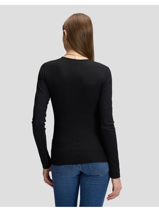 Lee Lee T-Shirt LS HENLEY Czarny Slim Fit