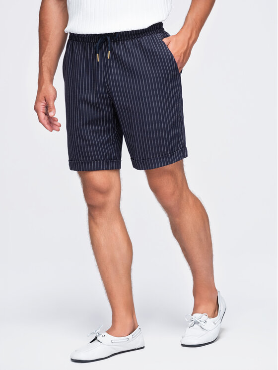Ombre Ombre Szorty materiałowe OM-SRCS-0208 Granatowy Regular Fit