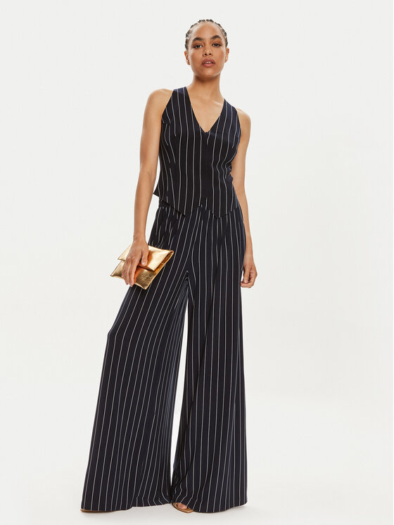 NORMA KAMALI NORMA KAMALI Medžiaginės kelnės KK1247PL212642 Tamsiai mėlyna Relaxed Fit