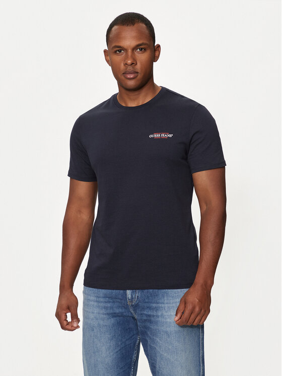 Guess Jeans Guess Jeans T-Shirt M4YI55 K8HM0 Tmavomodrá Slim Fit